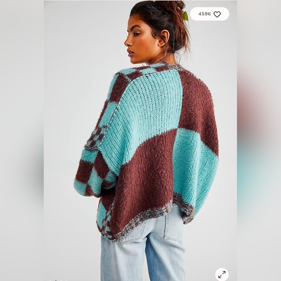 Free People Aldrin Cardi Cardigan Sweater in Juniper Berry Combo | Size M/L - Picture 2 of 11